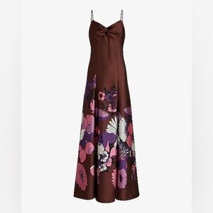 New Satin Floral Twist Front Maxi Dress